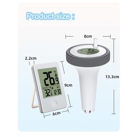 Yallmie Pool Thermometer Floating, Water Thermometer Hot Tub with Indoor Temperature Water Thermometer Ice Bath Digital, Wireless Pond Thermometer Range Up to 60M for Pool, Bath Water, Hot Tubs