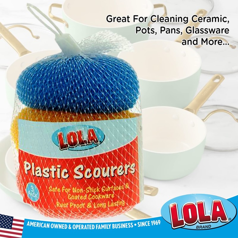 Lola Products Heavy Duty Plastic Mesh Scourers - 3.75" x