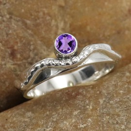 Amethyst Edelstein Bandring 925 Sterling Silber Bandring Herren und Damen Bandring Handgefertigter Schmuck CRG1076AC1_(47 (15.0))