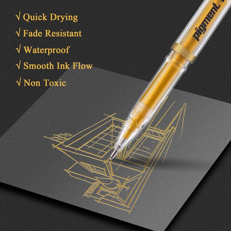 Gold Pens Metallic Gel Ink 1.0mm Tip Highlight Marker Rollerball