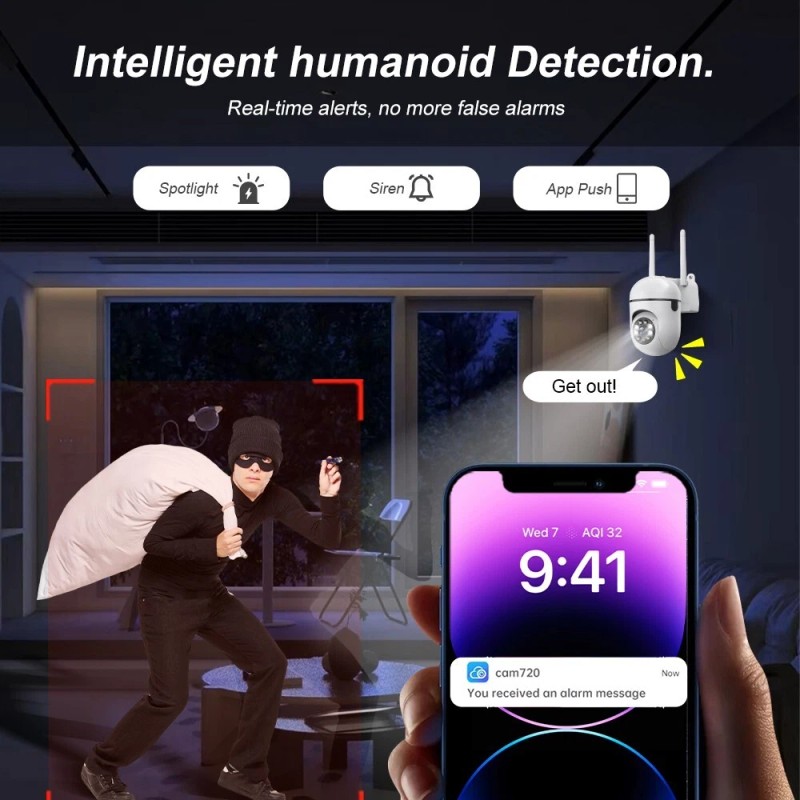 SANSCO 4PCS 5MP PTZ WIFI Security Camera Wireless Home Smart