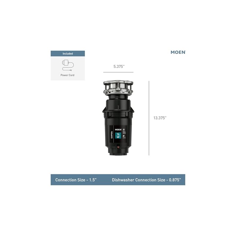 Moen Prep Series PRO Continuous Feed Compact Garbage Disposal for