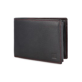 LEDEROW Men's Leather Wallet Black/Red – Landscape Format Wallet with Gift Box – Men's Wallet RFID Protection with Coin Compartment – Wallet Man Large (Black/Red)