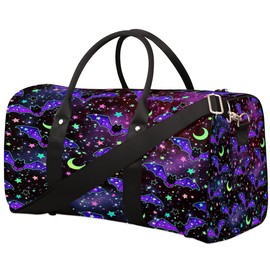 Travel Duffel Bag Bat Galaxy Moon Flower Sport Tote Gym Bag Waterproof Foldable Carryon Weekend Overnight Training Handbag Sports Duffle Bags for Women Men Boys Girls