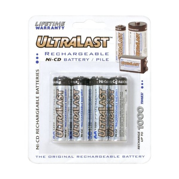 Ultralast AA Rechargeable NiCd Battery Retail Pack - 4 Pack