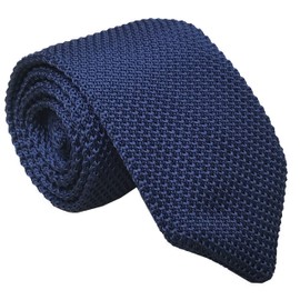 Corbata de punto delgada para hombre, estilo clásico, color sólido, casual, formal, 2.75 pulgadas, Azul marino, Talla única