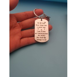 Fathers Day Birthday Gifts for Father Dad from Daughter Son to My Dad Keychain Never Forget I Love You Gift Keyring for Best Dad Daddy Christmas Presents for Father Key Chains