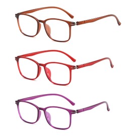 KLYNO-KLYNO Reading Glasses for Women/Men, 3 Pairs Eyeglasses, Blue Light Readers, Computer Eye Glasses, Computer Readers+2.5