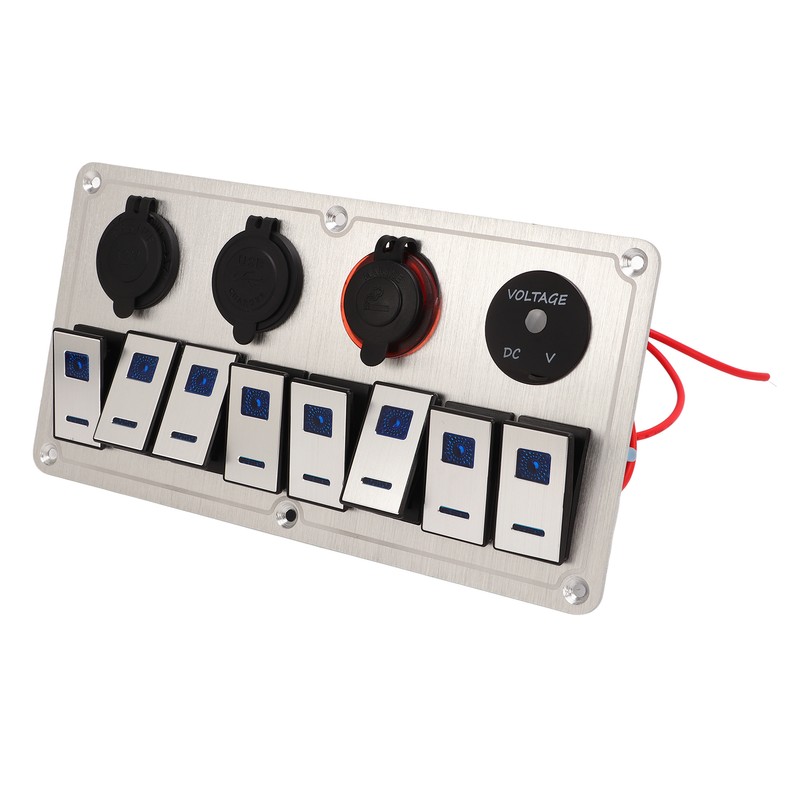 Rocker Switch Panel 8 Gang 12‑24V 5 Pin Blue Light