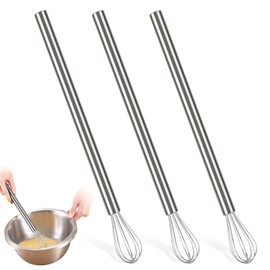 3 Stück Schneebesen Klein, Mini Schneebesen Edelstahl, Robuster Rührbesen mit Edelstahlgriff, Handbuch Kleiner Schneebesen für Mischen, Schlagen, Aufschäumen und Rühren