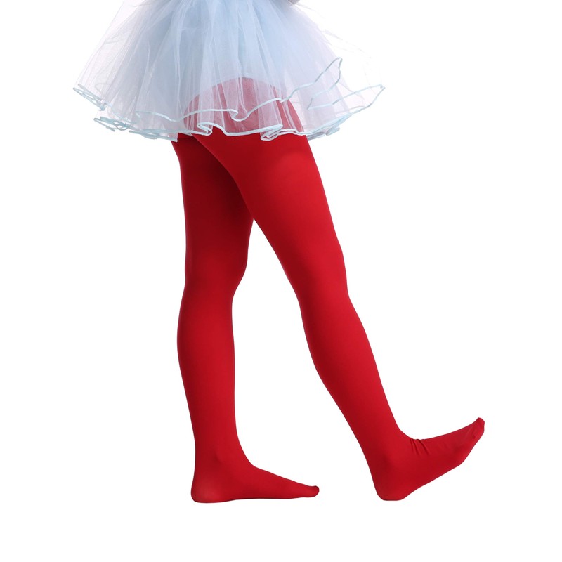 EVERSWE Girls Semi Opaque Footed Tights, Microfiber Tights (2-4, Red)