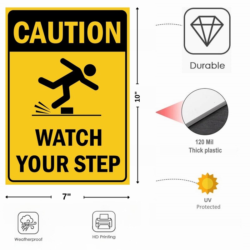 Berpahome (2 Pack) Caution Watch Your Step Signs, 10 x