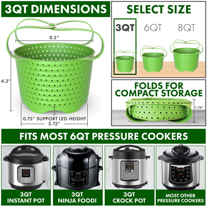 Avokado Silicone Steamer Basket for 3qt Instant Pot [6qt, 8qt