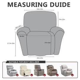 ANARACHON Leather Like Recliner Chair Covers Heavy Duty, 4 Pieces Lazy Boy Recliner Cover for Recliner Chair, Leather Cover for Recliner slipcovers Washable for Pets (Dark Brown)