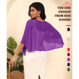 Eeeuityoo Chiffon Large Capelets Shawl Wraps Women's Girls Shrug for Evening Dress Wedding Cape Cover Up 1920s