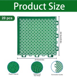 CIEOVO 20 Piece Pool Drainage Mat, Above Ground Pool Walkways Non-Slip Interlocking Cushion Floor Mat Pathways for Summer Pool Spas Shower Rooms Shower (Green)