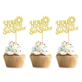 Keaziu 24 Pack Gold You are My Sunshine Cupcake Toppers Sunshine Cupcake Picks for Wedding Baby Shower Birthday Party Decorations
