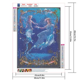 SHEGZHUC Diamond Painting Zodiac Sign Pisces 30 x 40 cm 5D Diamond Painting Zodiac Sign Pisces Diamond Painting Animals Fish Diamond Painting Art Embroidery Cross Stitch Pictures Gift Wall Decoration