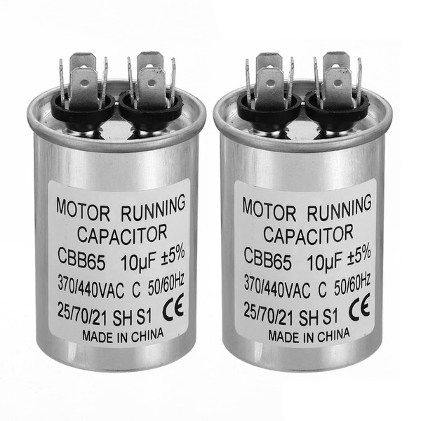 PATIKIL 10uF ±5% 10MDF 370/440V AC Fan Start Capacitor,2Pcs CBB65