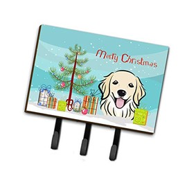 Caroline's Treasures BB1577TH68 Christmas Tree and Golden Retriever Leash or Key Holder, Triple, Multicolor