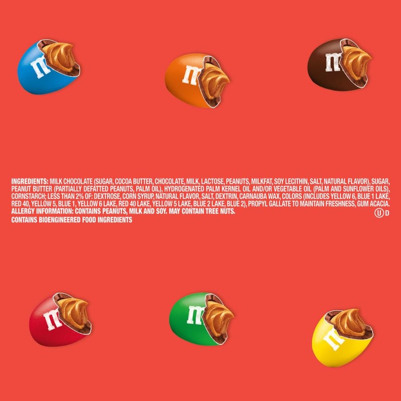 M&M'S Peanut Butter Chocolate Candy, Full Size 2.83 oz Bag,