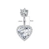 LAURITAMI Belly Button Piercing 925 Silver Large Heart Zirconia 14G