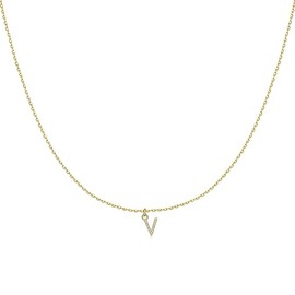 MARLION JEWELS Necklace and pendant set for women in 925 silver with cubic zirconia decorated letters. Silver chain for women ideal as a gift. Necklace for women. Jewellery for women, Gold - silver,