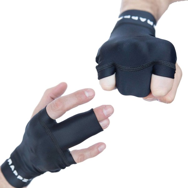 Middle Finger Tape Alternative Compression Gloves Pair, Injury Jam Protection Splint & Grip Support for BJJ & Sports Black Unisex (XX-Large)