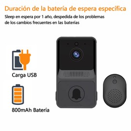 BAGOTT Timbre Inalámbrico Cámara WiFi, Timbre de Video Inteligente, Audio de 2 Vías, Almacenamiento en la Nube, Uso Hotel, Hogar, Timbre de la Puerta de la Oficina.