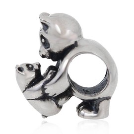 Panda Mother Son/Daughter Family Charm 925 Sterling Silver Animal Charm fit for DIY Charms Bracelets