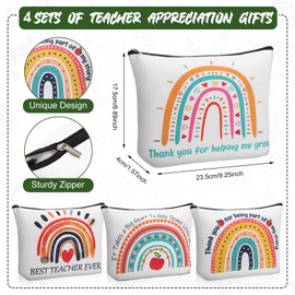 Teacher Appreciation Gifts in Bulk, 21 Pcs Teacher Gifts, Thank You Gifts for Teachers from Students Includes Canvas Makeup Bags Teachers Keychains Bookmarks Ballpoint Pens Appreciation Cards Stickers