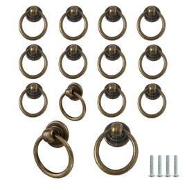 YMAISS 14packs Cabinet Ring Handles Drop Ring Knobs Single Hole Dresser Pulls,Vintage Round Ring Drawer Pulls,Circle Drawer Pulls for Cabinet Drawer Cupboard Wardrobe,Bronze