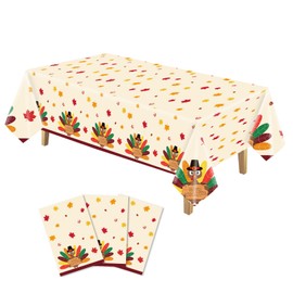 YQUQWN Turkey Thanksgiving Decorations, Disposable Tablecloth, Plastic Table Cover for Autumn Party Decorations and Thanksgiving Party Decorations, 3 Pack, 54”x108”