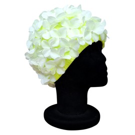 CHEX Lily Floral Women's Classic Retro 3D Flower Petal Multicoloured Yellow Pink Purple Blue Red White Stylish Vintage Pretty Swimming Cap One Size Adult (Pale Green)