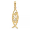 BillyTheTree Jewelry 10k Yellow Gold Ichthus Fish with Jesus Pendant