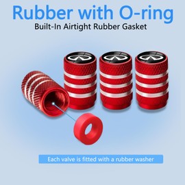 Car Tire Valve Stem Caps, Tires Air Caps Cover Corrosion Resistant Tire Valve Cap Accessory for Infiniti QX50 Q50 Q70 Q70L Q60 QX30 QX60 QX80 All ModelsWheel CapYFND_Red