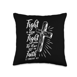 2 Timothy 4:7 Fight the Good Fight, Finish the Race Throw Pillow