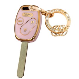 Rilnaewn Keyless Entry Systems for Honda Key Fob Cover Fits for Honda 2003-2012 Accord 2006-2013 Civic EX 2009-2015 Pilot 2005-2006 CR-V Remote Smart Key (4-Button-Pink)