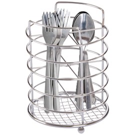 Premier Housewares Efficient Water Drainage Holder for Kitchen Durable Design Cutlery Caddy for Travelling, Silver, H15 x L13 x W13