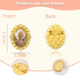 Wedding Lapel Pins for Men Women Gold Lace Frame Photo Brooch for Grooms Bride Funeral Boutonniere Pins for Men Bridal Bouquet Charms in Memory of a Loved One Photo Memorial Brooch for Suit