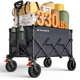 Wagons Carts Foldable, Collapsible Foldable Wagon 330lbs Capacity, 180L Large Capacity Foldable Wagon with All-Terrain Wheels,Heavy Duty Utility Wagon Cart with Brakes for Beach Camping Shopping, Grey