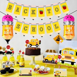 Back to School Pencil Banner for Welcome Back to School Decorations - Pencil Banner for First Day of School Decorations - Classroom Decor Backdrop