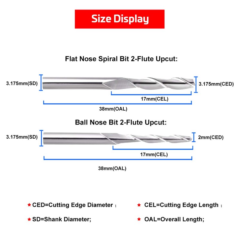 40Pcs End Mill Bits Set 1/8" Shank, Mcwdoit CNC Router