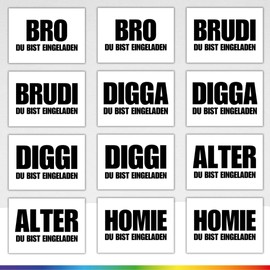 celebr8te 12 x Casual Birthday Invitations – BRO du bist eingeladen! Invitation Cards for Children's Birthday Boys – Teenager Party Invitation Cards Big Mix Pack