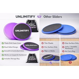 Deslizadores de doble cara para entrenamientos - Discos deslizantes para abdominales y cuerpo completo | Deslizadores de ejercicio antideslizantes par