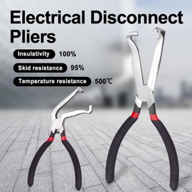 Electrical Disconnect Pliers for Cars, Automotive Electrical Connector Pliers with Anti-Slip Grip, Wire Connector Plier for Push Tab Style Plug (60°Bend+straight)