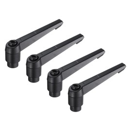 sourcing map 4pcs Clamping Lever Adjustable Handles M10 Metric Female Thread Level Handle Hand Knobs Quick Release Black for Lathe Machinery