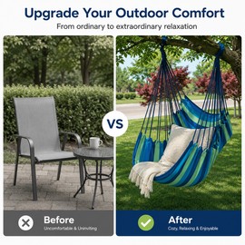 Canvas Hammock Chair for Outdoor Relaxation – Thickened Hanging Swing Seat for Camping, Patio & Backyard