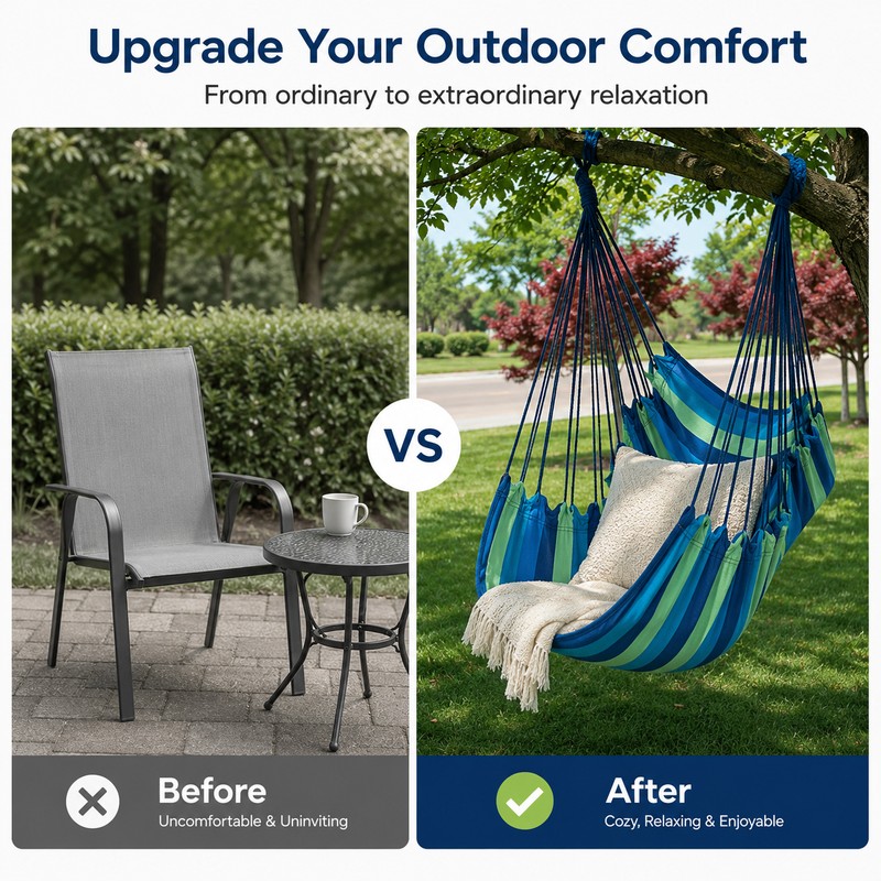 Canvas Hammock Chair for Outdoor Relaxation – Thickened Hanging Swing