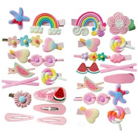 Broches para Cabello Niña, 28 Pinzas para el Pelo para Niñas, Clips para Cabello, Accesorios para el Pelo de las Niñas, Cute Hair Clips Fashion, Flora, Fruta, Caramelo, Rosa
